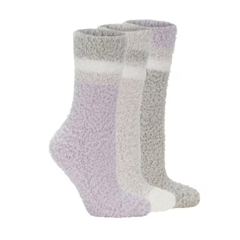 Lemon Loves Earth Women's Fuzzy Crew Socks 3Pk Size 5-9.5 60% Recycled Polyester